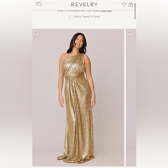 Revelry Dresses & Skirts - Revelry Starla Sequin Dress Gold One Shoulder Dress Size 6